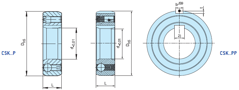 Roulement d'embrayage à came unidirectionnelle CSK20PP 20x47x14mm avec roulement pris en charge et deux rainures de clavette