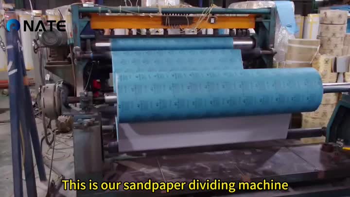 Sand paper roll cutting