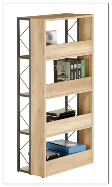Industrial 5-Tier Open Bookshelf, MDF Board with Steel Frame Storage Shelf for Home Office & Living Room