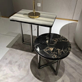 Italian Modern Luxury Style High Low Combination Corner Coffee Table Marble Metal Design for Living Room Sofa Side Table1