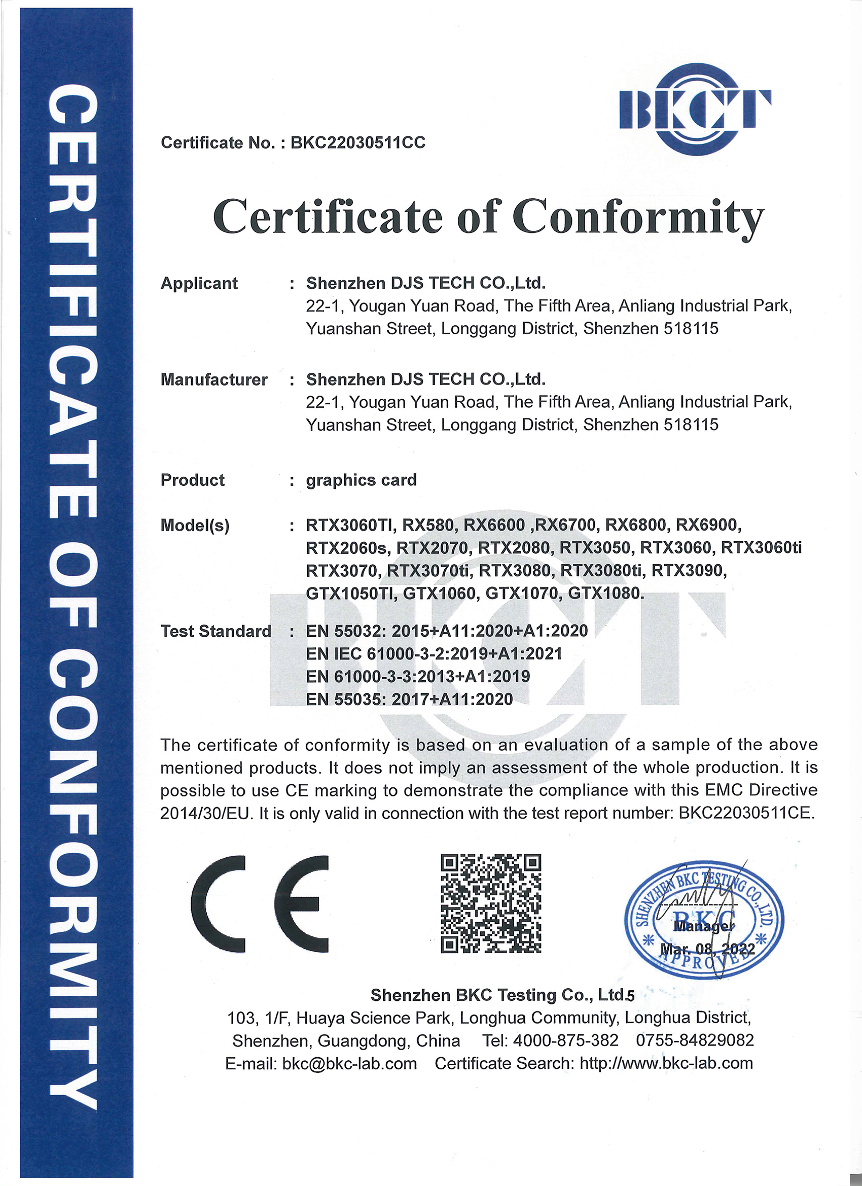 Certificate of Conformity