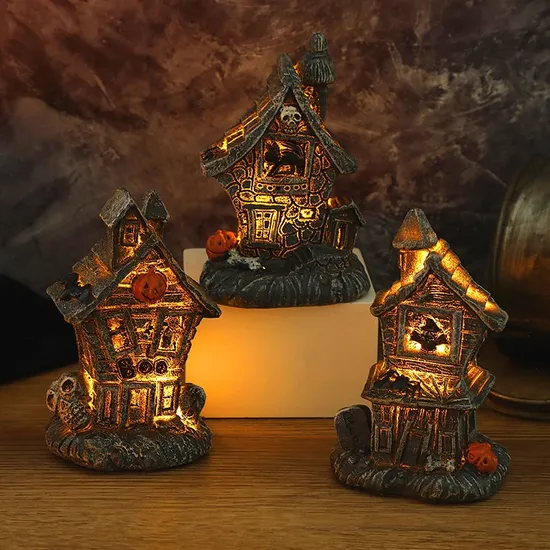 Decoración espeluznante de la casa fantasma con espeluznante con cráneo y calabaza1
