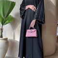 ژاکت کش باف پشمی منجوق دار مشکی 2025 با فروش داغ Nida Abaya برای عید جلابیه ساده برای لباس بلند دست ساز عرب 1