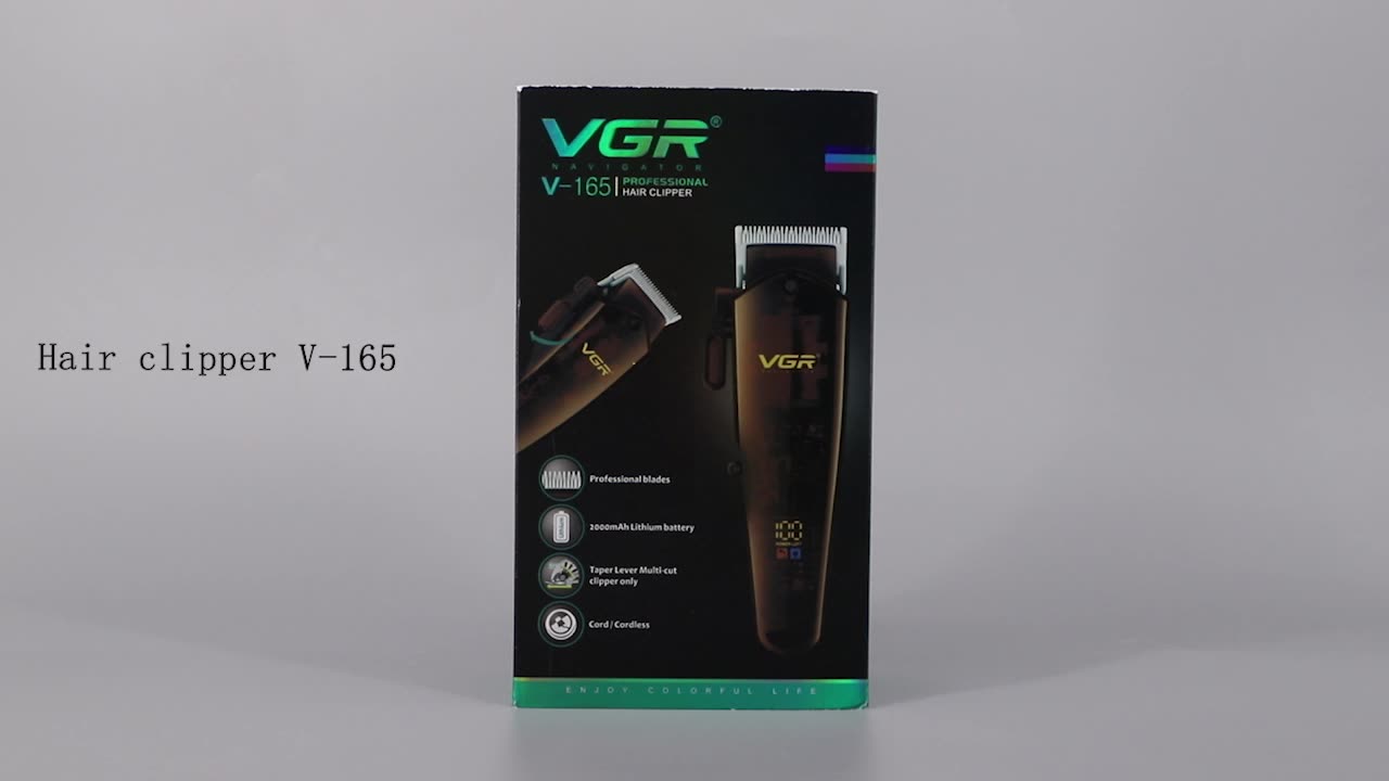 VGR V-165 Friseurausrüstung Haarausschnitt Maschine wiederaufladbar leistungsstarke professionelle kabellose elektrische Haarschneide für MEN1