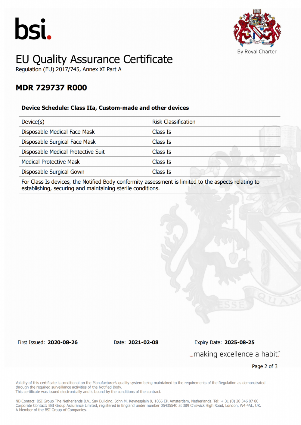 EU Quality Assurance Certificate