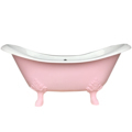 White Paint Clawfoot Cast Iron Shower and Soaking Bathtub1