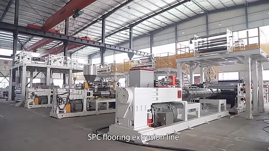 कैल्शियम पीवीसी सामग्री पुनर्चक्रण योग्य एसपीसी फ़्लोर प्लास्टिक टाइल एक्सट्रूज़न लाइन1