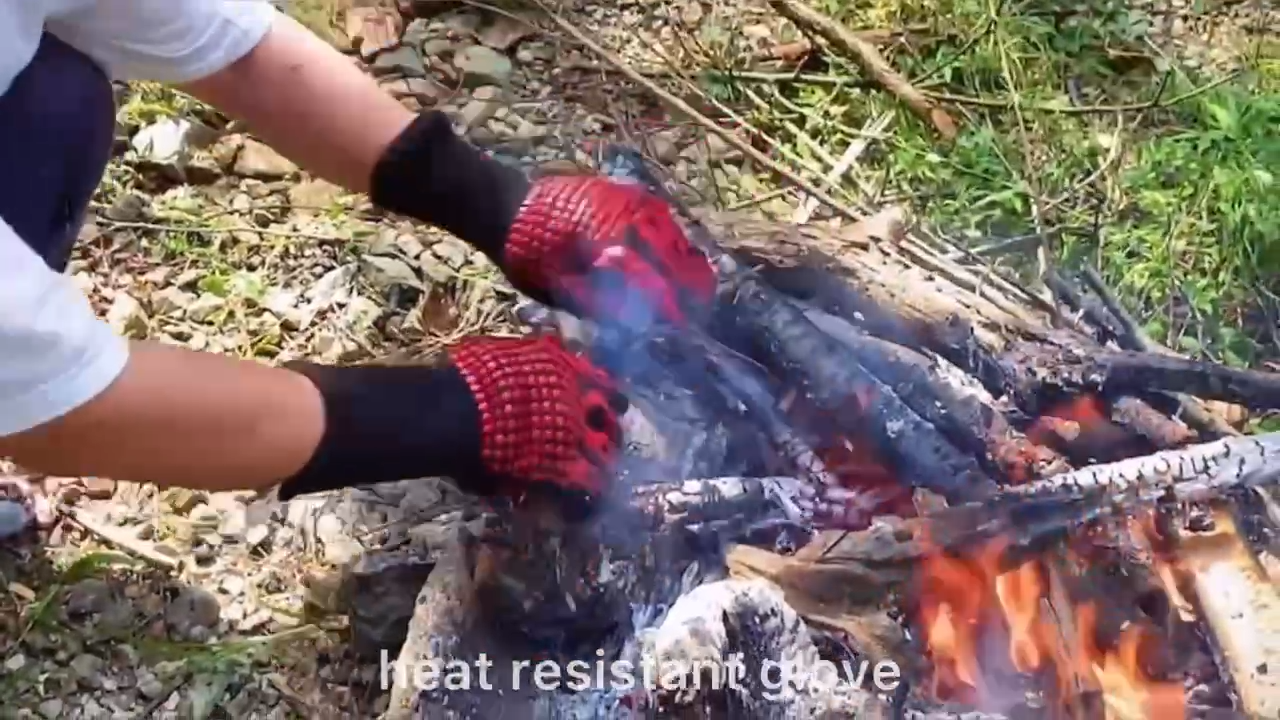 Horno de cocina resistente al calor extremo parrilla de silicona guantes de barbacoa1