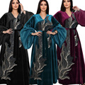 پولک های مخملی پاییزی زمستانی غیررسمی آستین پفی لباس دبی با ارسی زنانه مراکشی آفریقایی کفتان رمضان1