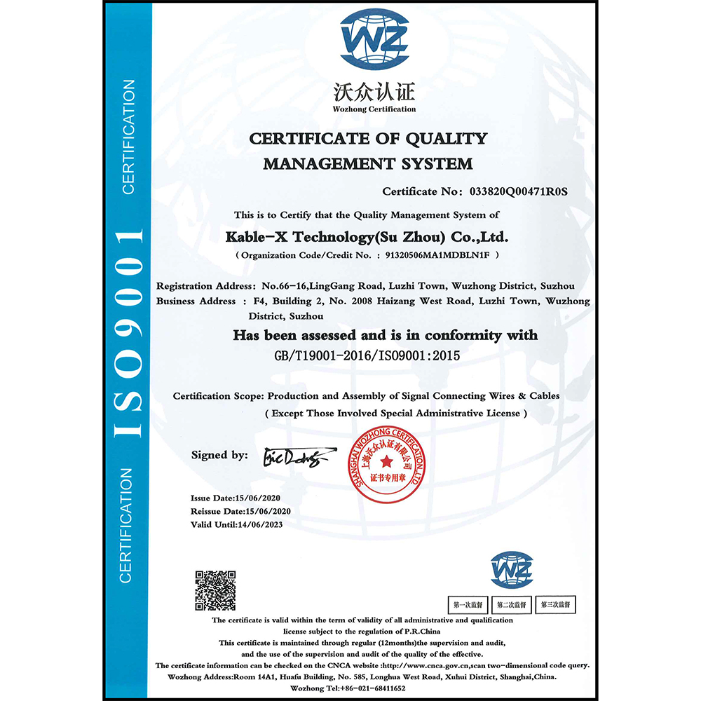 Certificate of Quality Management System