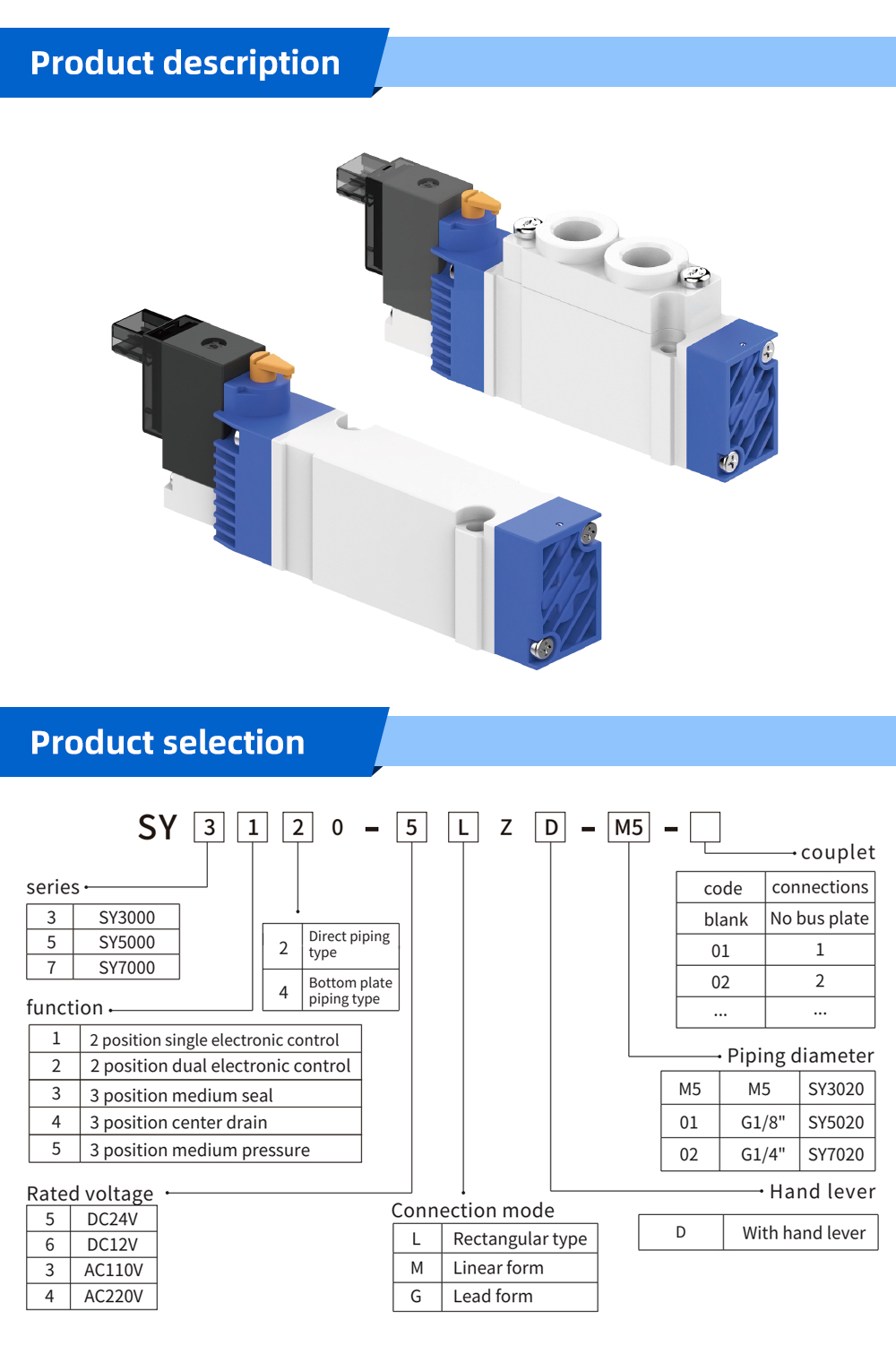 5 Port 2 Position Solenoid Valve