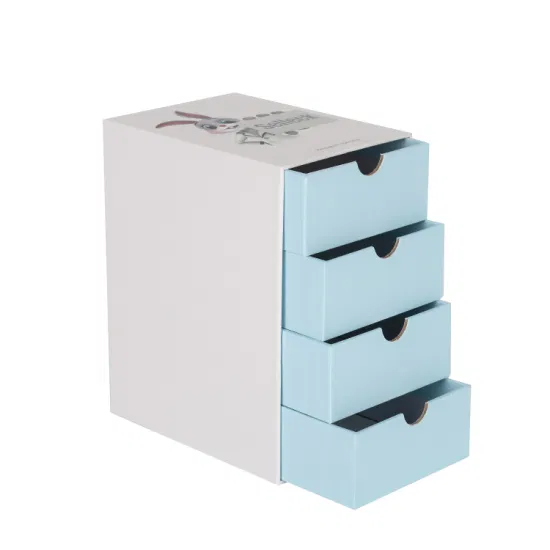 Custom Printing Blue White Corrugated Storage Packaging Paper Drawer Boxes1