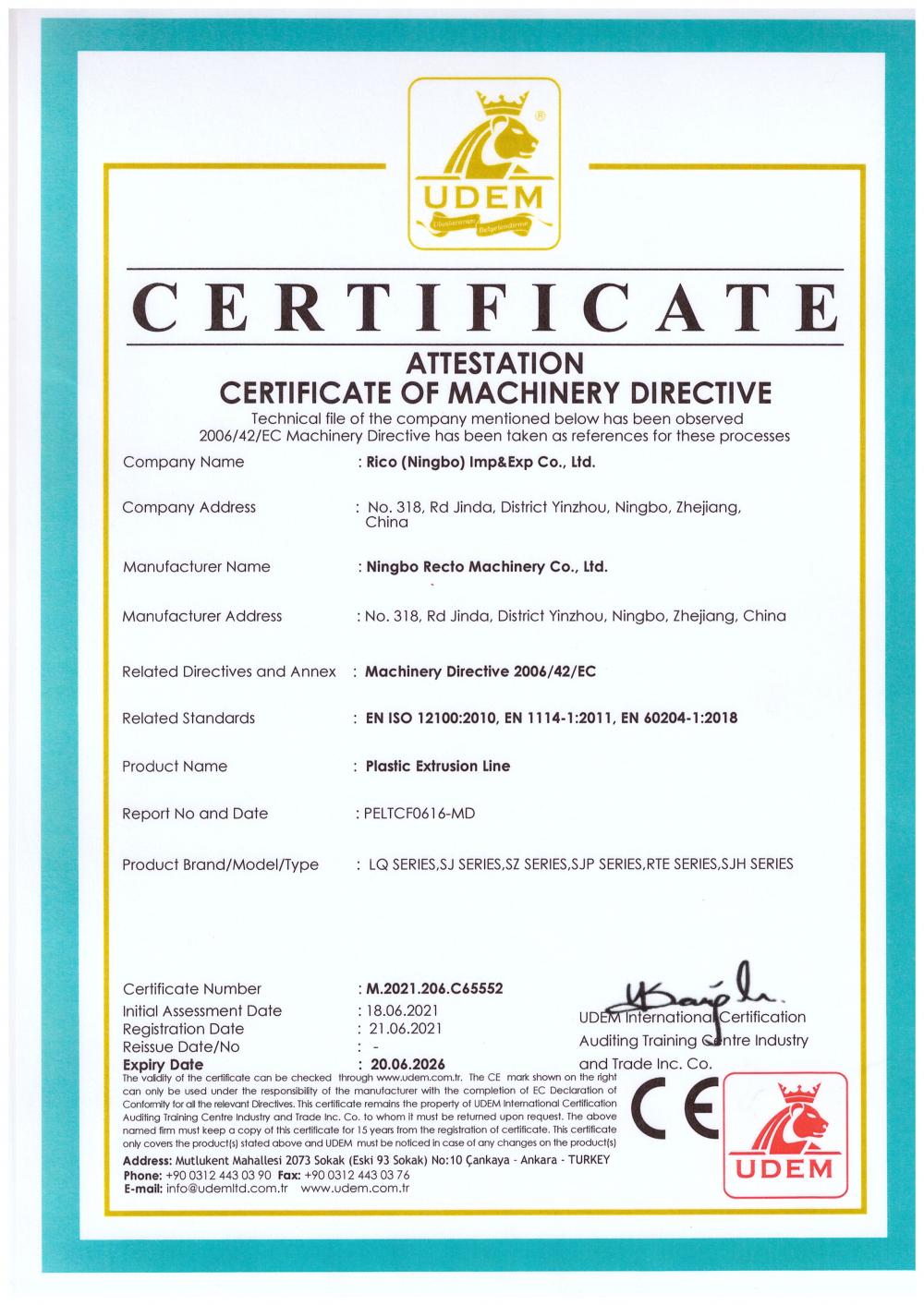 CE CERTIFICATE