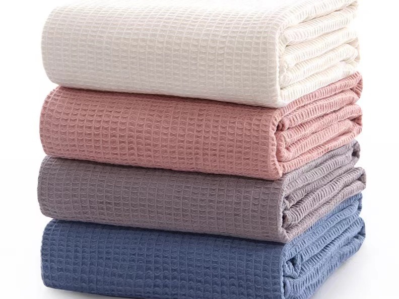 wholesale 100% Cotton Thermal Blanket  Soft Waffle Weave Blanket for Home Decoration security blankets babies new born1