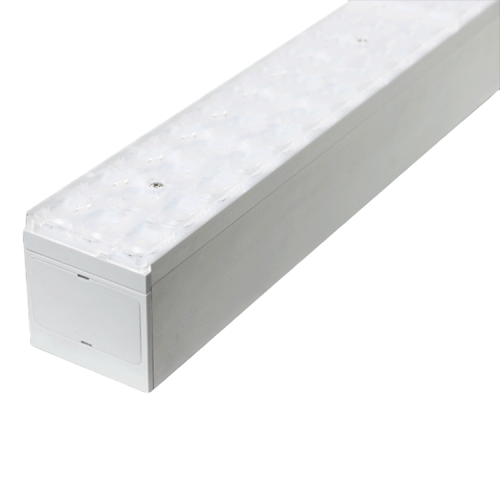 Luminária linear suspensa com lente