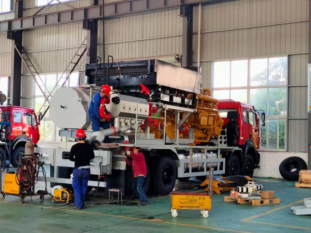 Fracturing truck assembly workshop