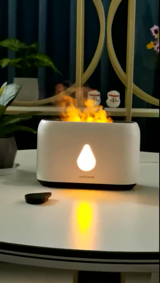 Remote Control small Quiet Aromatherapy Mist Humidifier T,  Timer and Auto-Off, Essential Oil Diffuser with Flame light1