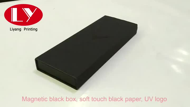 Caja de papel magnético negro para embalaje de relojes.