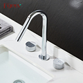 Fyeer Double Handle Goose Neck Widespread Bathroom Faucet1