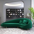 تصاميم حديثة الأثاث المنزلي مجموعة 3 مقعد أخضر بو من جلد الأريكة في مخملية غرفة المعيشة الأريكة 1