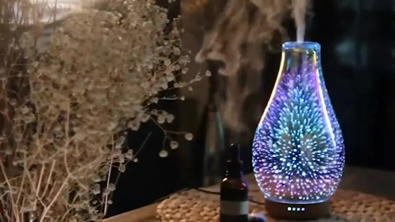 2022 New arrival luxury home Oil Aroma Humidifier Fireworks 3D Glass Diffuser Humidifier  Ultrasonic Humidifier Cool Mist1