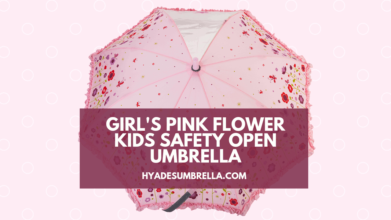 Girl's Pink Flower Kids Safety Open Umbrella