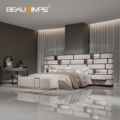 Emotion Italian Luxury King Bed with Widescreen Modern Design Home Villas Bedroom Furniture Frosted Cowhide Wooden Frame Bed1