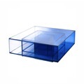 Blue Gradient Sofa with Square Simple Plexiglass Coffee Table1