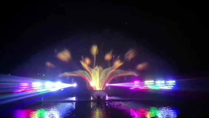 Outdoor water curtain movie fountain