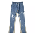 Designer Custom Blue Paint Splatter στοιβαγμένο τζιν για άνδρες Street Wear Jeans1