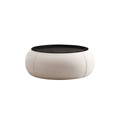 Light Luxury Leather Modern Simple Round Storage Sala de estar Hogar Mesa de té de Familia Pequeña 1