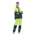 Fluorescent Yellow Dark Green Reflective Workwear Set - Long Sleeved Spring/Autumn Clothing for Men and Women1