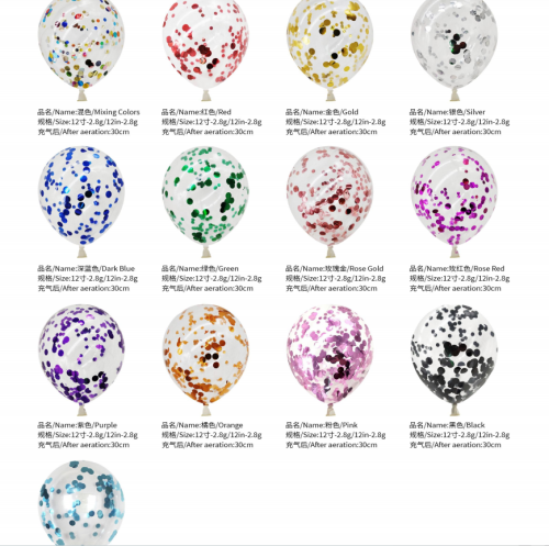 Transparent Latex Balloons with Confetti