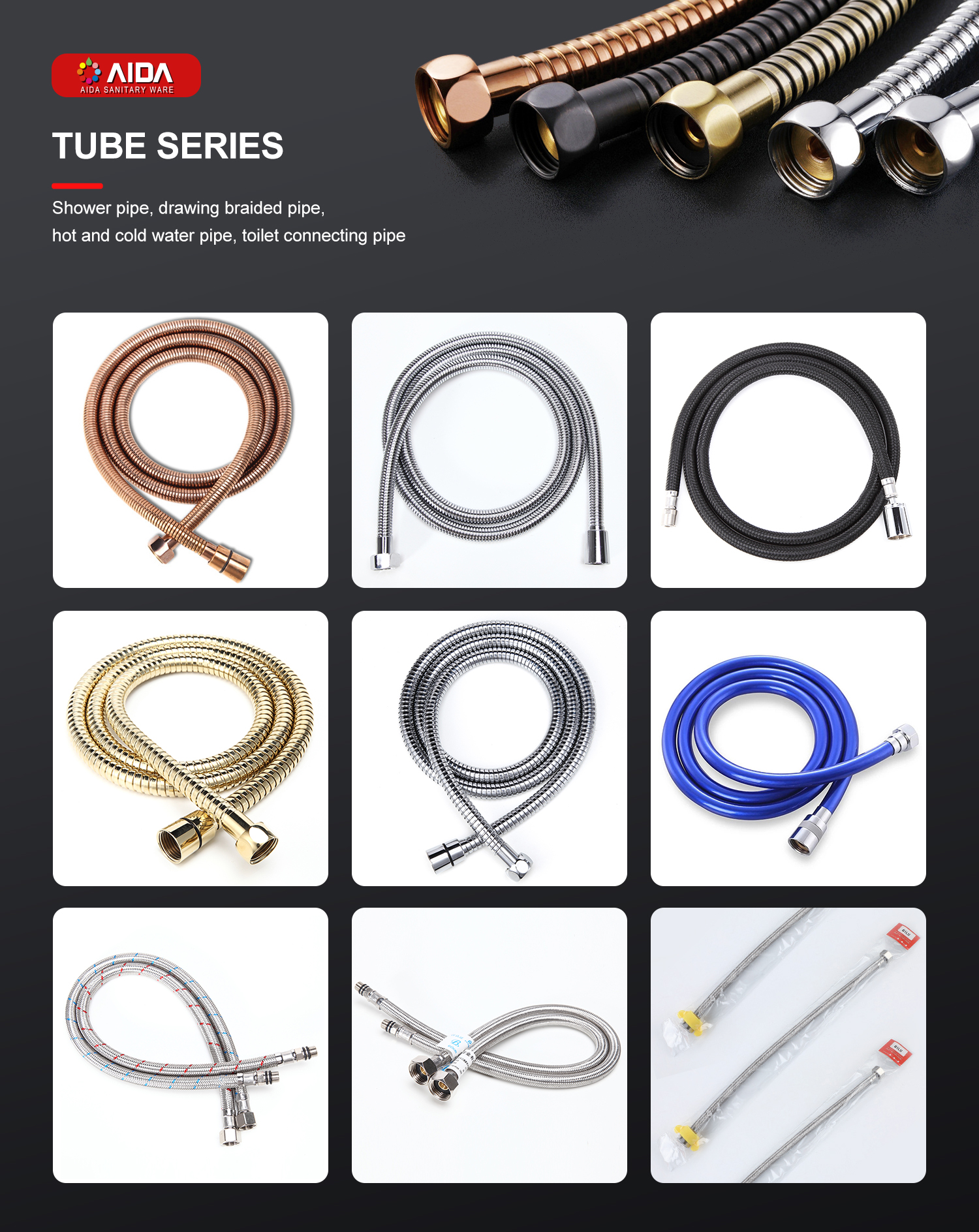 Grey PVC shower hose