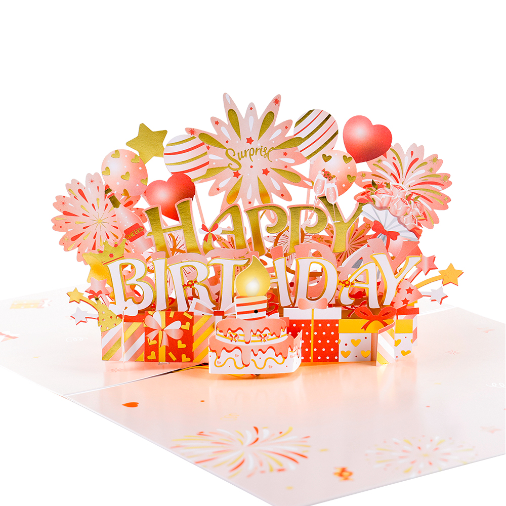 Biglietto musicale soffiabile con illuminazione 3D per compleanno