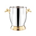 Silver Stainless Steel Ice Buckets with Gold Handles: Luxury Beverage Tubs for Parties, Bars, and More1