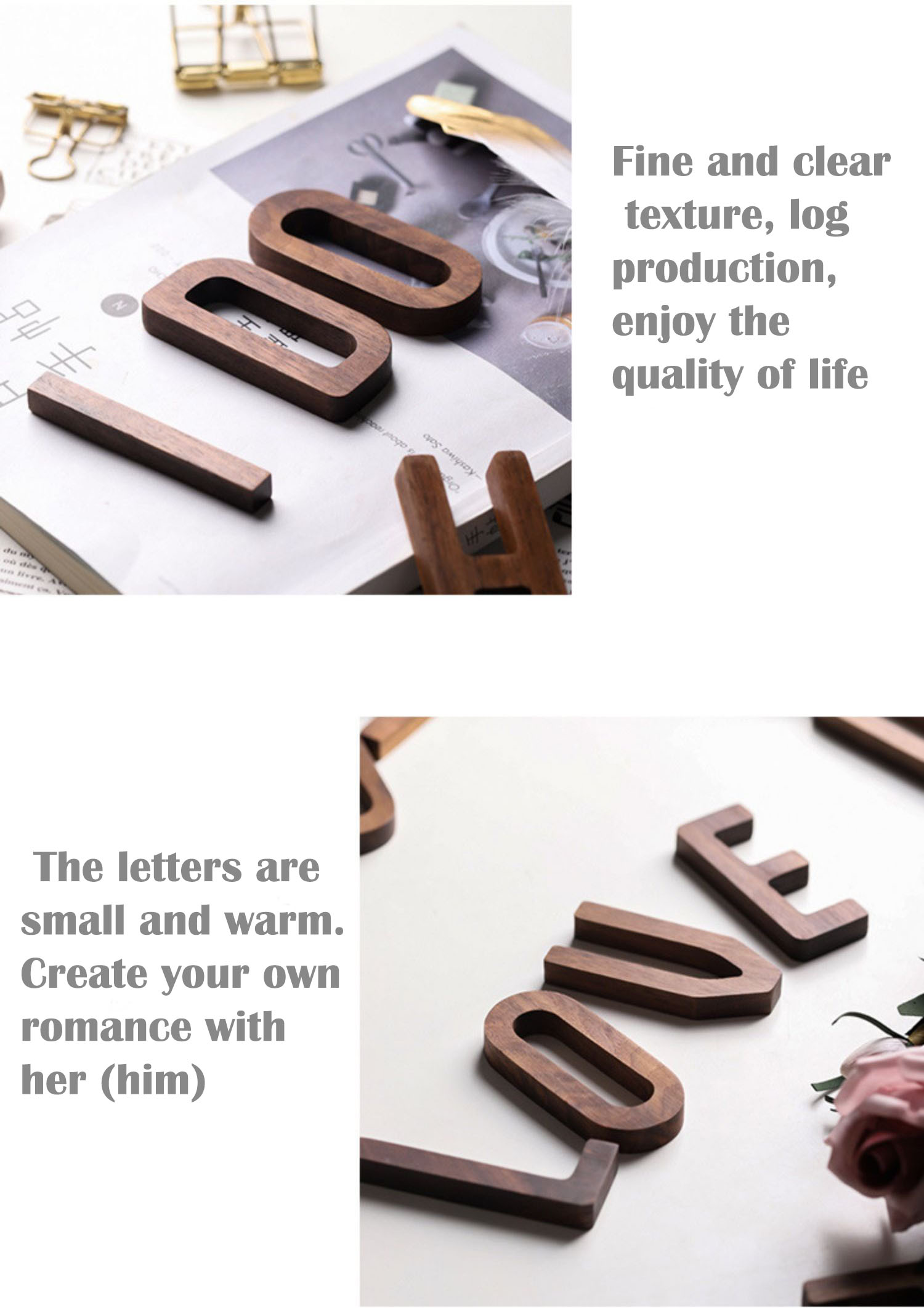 Solid wood letter decoration