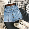 2021 Summer Baby Girl Skirt Fashion Children Denim Solid Color Button Jeans Shorts Culottes Girls Clothing for 3-7T Kids
