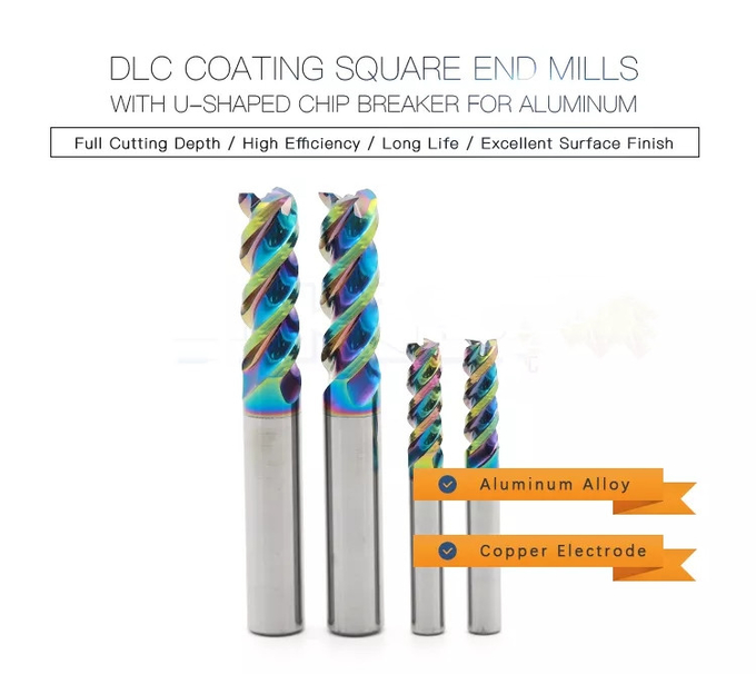 Top Selling DLC Coating Solid Carbide End Mill Bits CNC Milling Tools Flatted End Mill Cutters 0