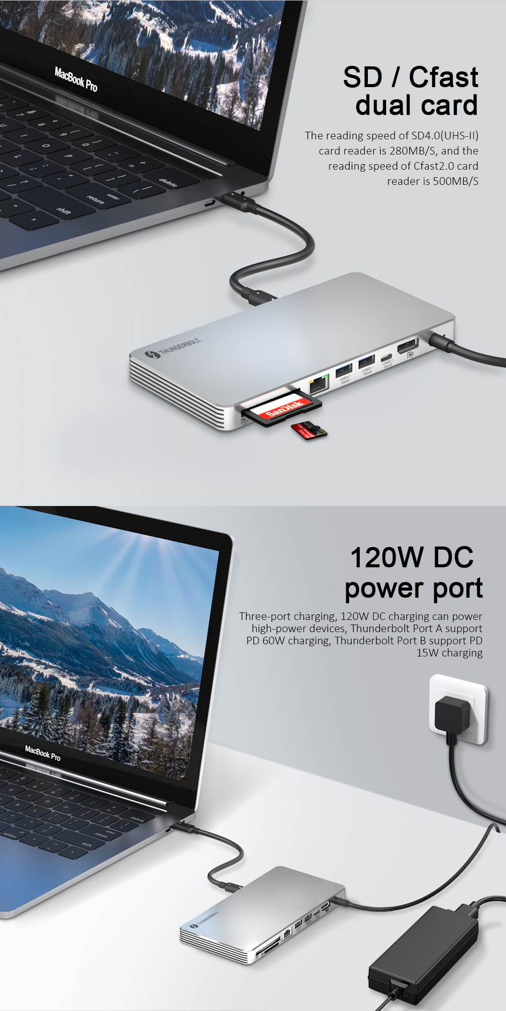 10-in-1 Multiport Aluminium thunderbolt 3 dock