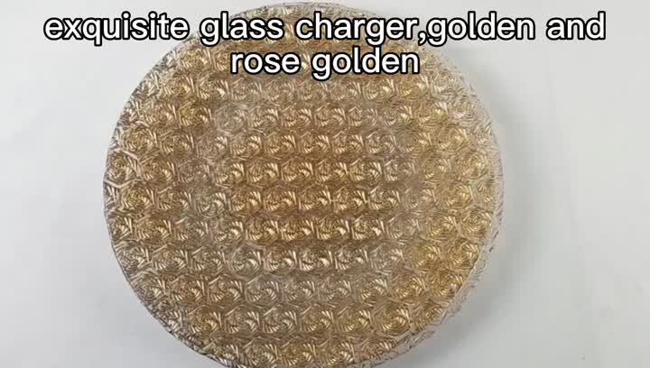 Embossed Gold And Rose Gold Glass Charger Plates