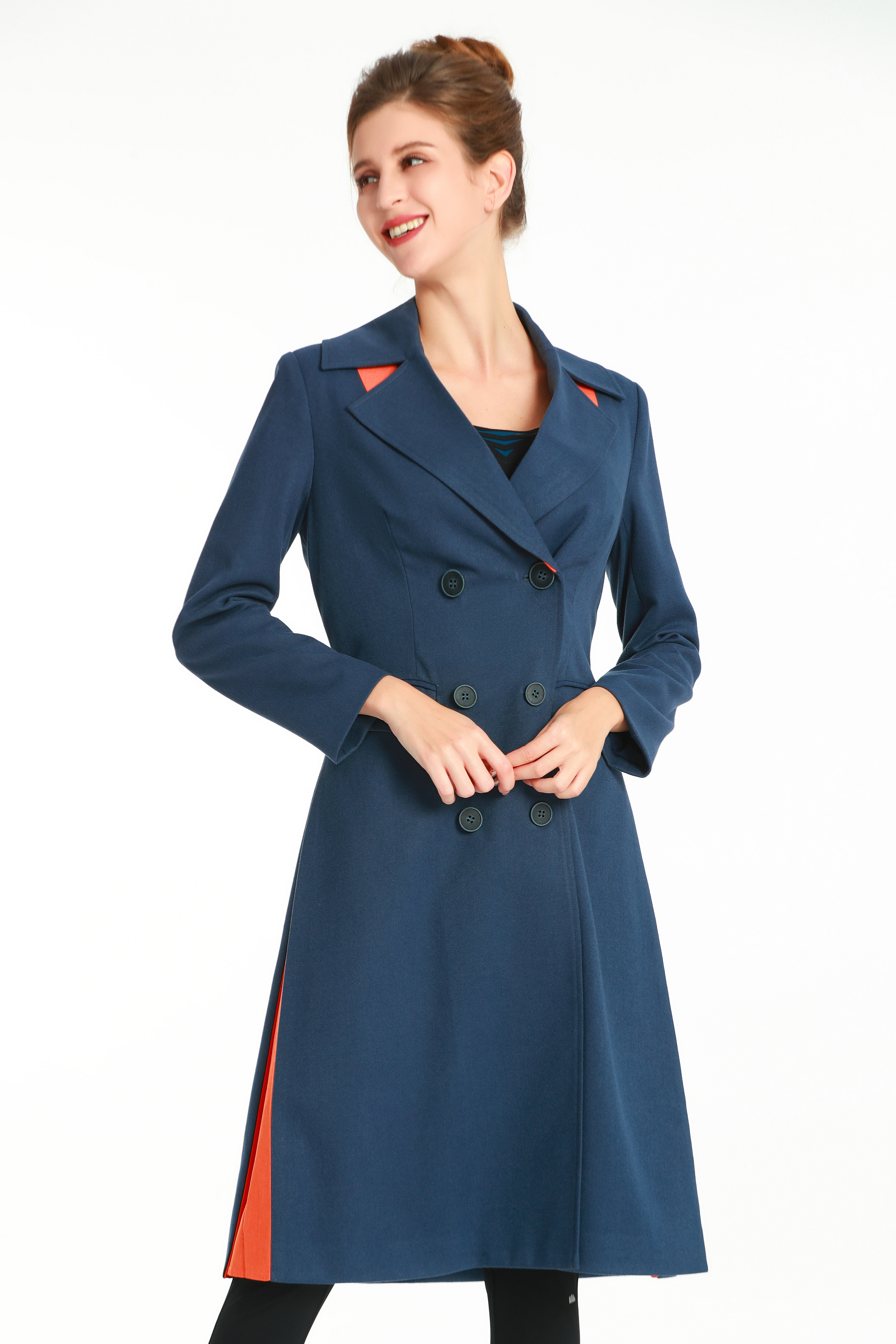   Suit-style Long Sleeve Trench Coat