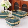 11/13/15 Inch Gold Rectangle Baking Pans with Ceramic Soup Pot, Iron Stand, and Glass Lid1