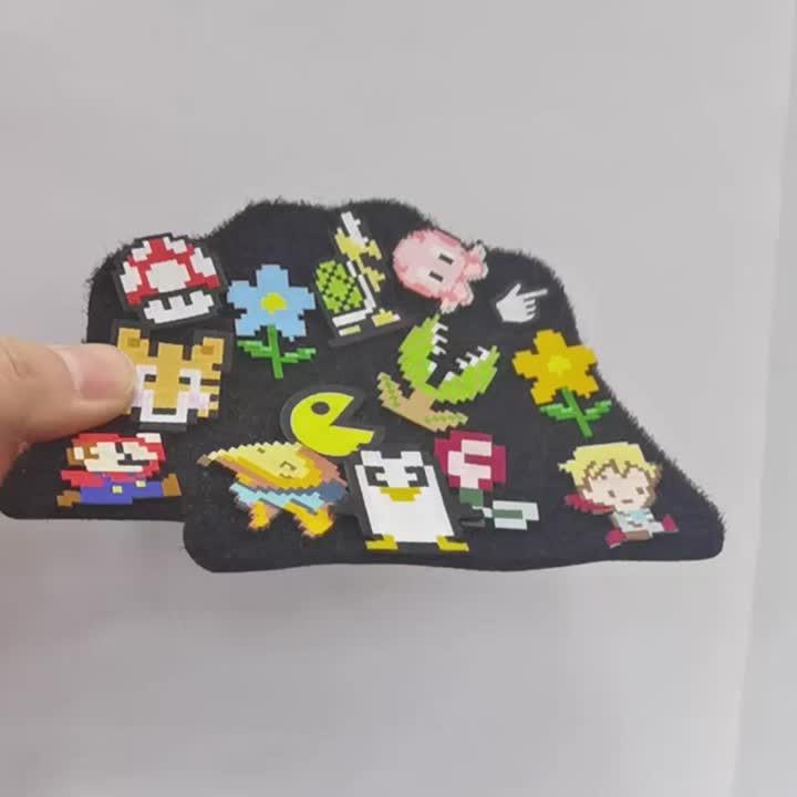 Label tenunan gaya zaman kanak-kanak retro