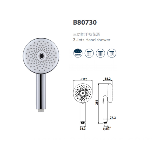 새로운 기술 변화 목욕 경험 : 120mm 3 기능 원형 접이식 핸드 샤워가 나옵니다.