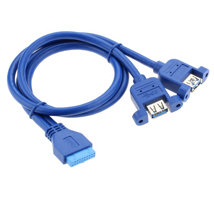 Großhandel ODM USB 3.0 Frontplatte Ein weibliches zu Mini 20 -Pin -Motherboardkabel mit Schlossschraube1