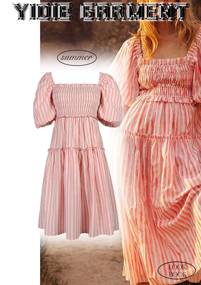 Short Puff Sleeves Cake Dress