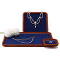 Hanhong Wholesale Custom Velvet Schmuck Verpackung Massivholz Luxusring Halskette Armband Schmuck Blue Display Tably11