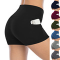 Custom Biker Shorts Wholesale: Athletic Yoga Workout Shorts with Pockets, High Waist, and Knitted Design for Women1