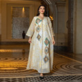 پارتی عصرانه دبی توری گلدوزی پولک دوزی آستین بلند یقه V گاه به گاه زنانه عربستانی Kaftan1